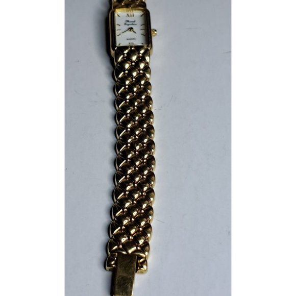 Marcel Drucker Signature Watch Women Gold Tone Rectangle - Picture 6 of 14